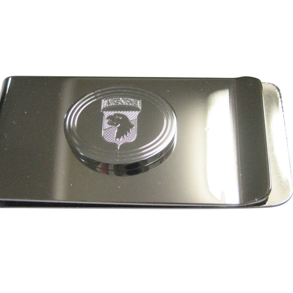 Etched Oval Airborne Design Money Clip